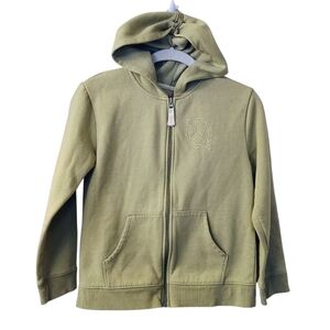 Girl's Cat & Jack Green Peace Symbol Full Zip Hooded Sweatshirt Size L 10/12
